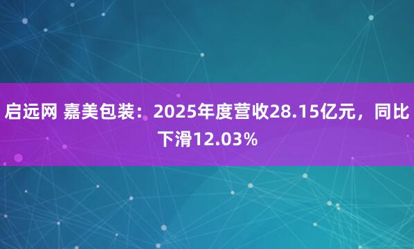 启远网 嘉美包装：2025年度营收28.15亿元，同比下滑12.03%
